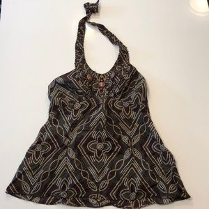 BCBG Green and Purple Beaded Halter, size XS